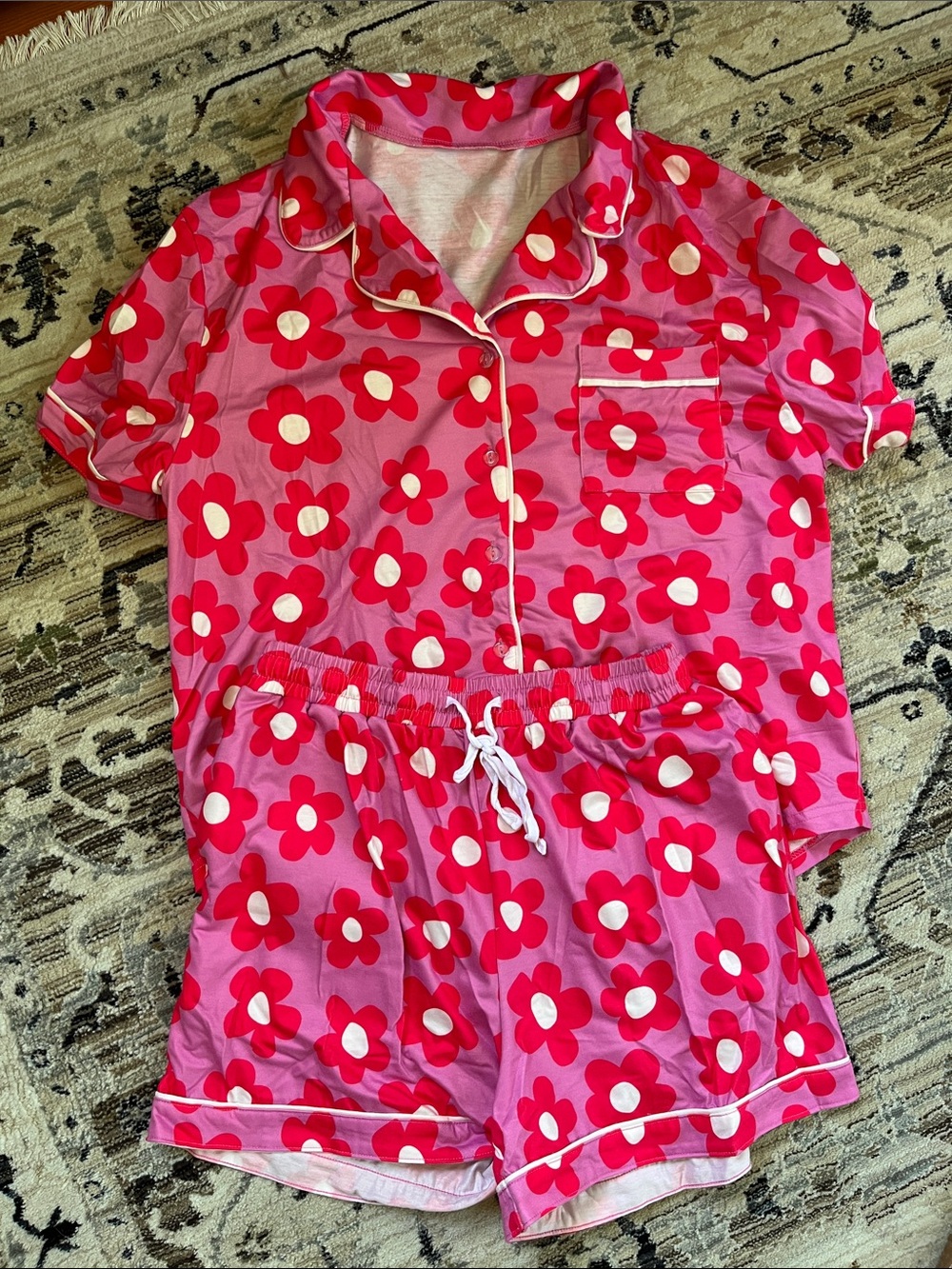 Pink Floral Pajama Set